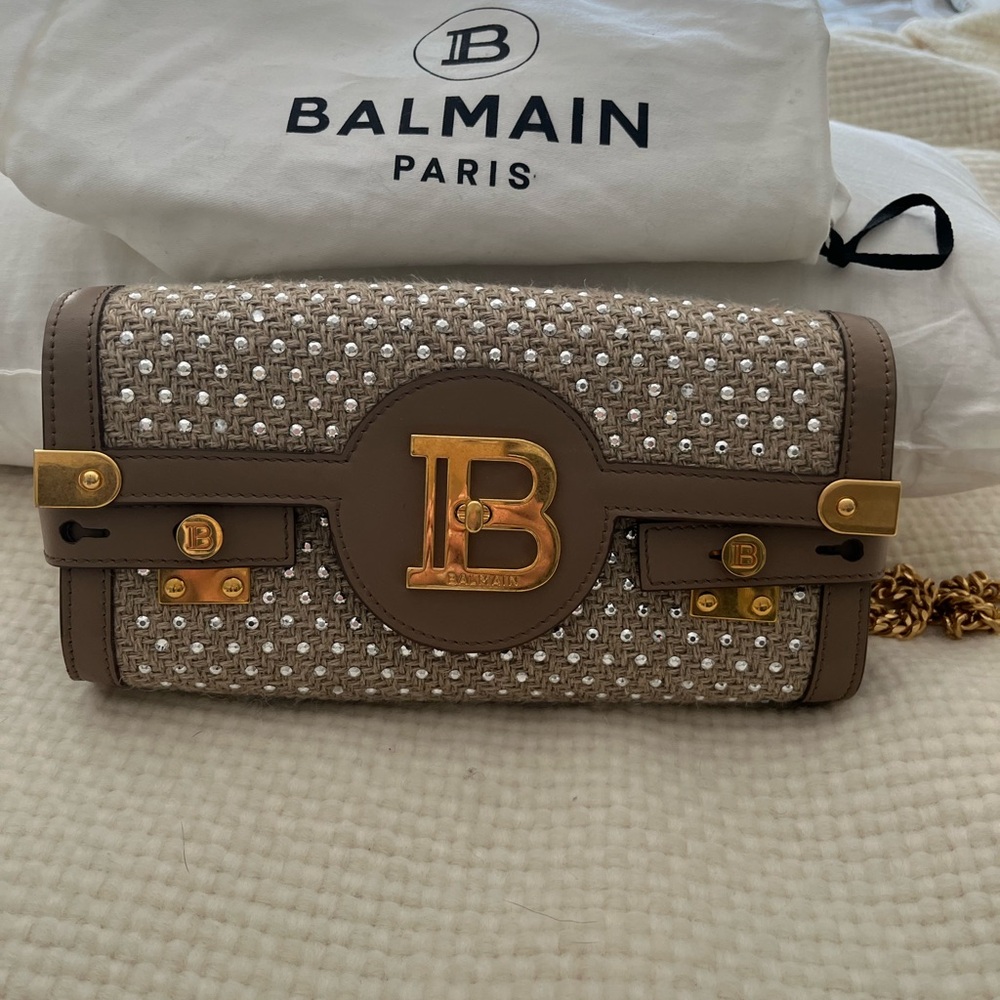 Balmain B Buzz taupe bag embellished w studs